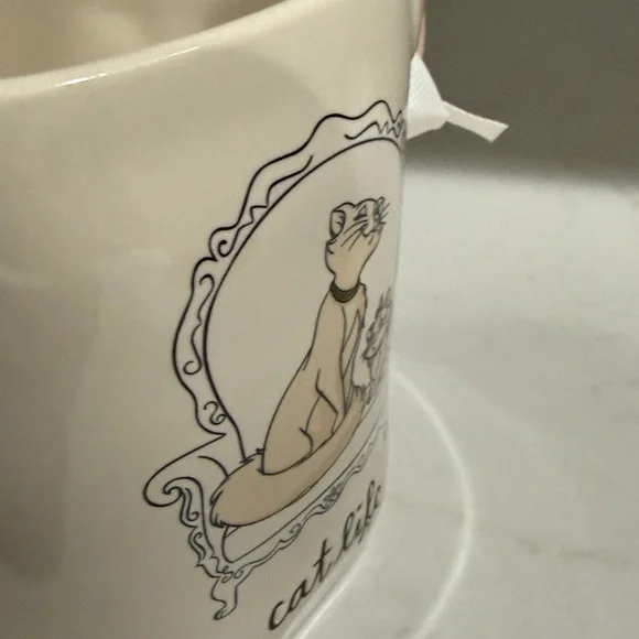 Rae Dunn x Disney x The Aristocrats “Cat Life” Mug with Pink Bow Handle - Picture 5 of 6